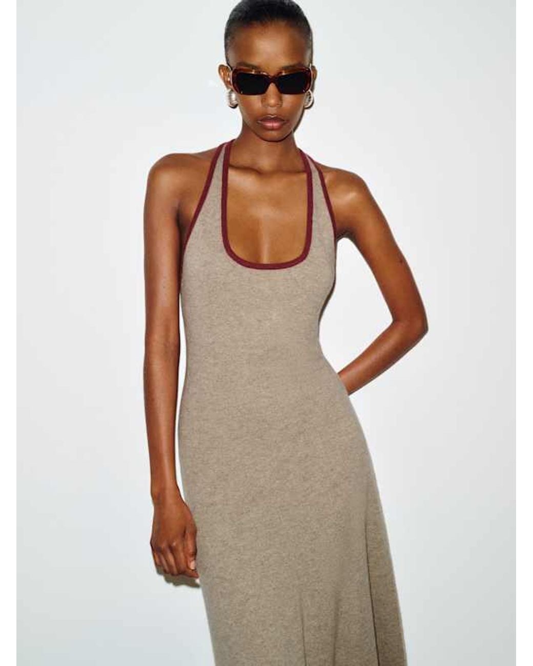 Reformation Natural Mia Cashmere Halter Dress
