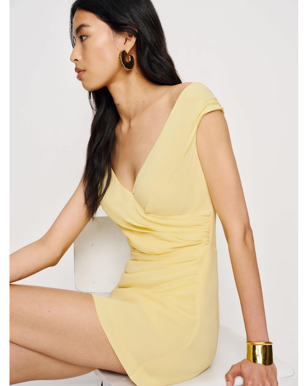 Reformation Adia Dress in Yellow Lyst UK