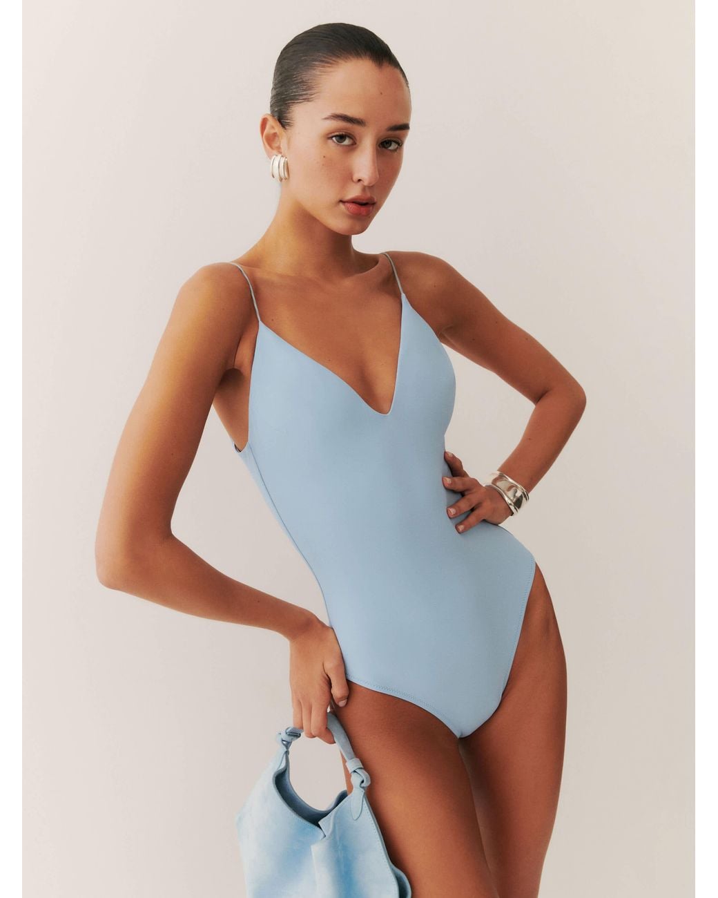 Reformation Blue Rio One Piece Swimsuit