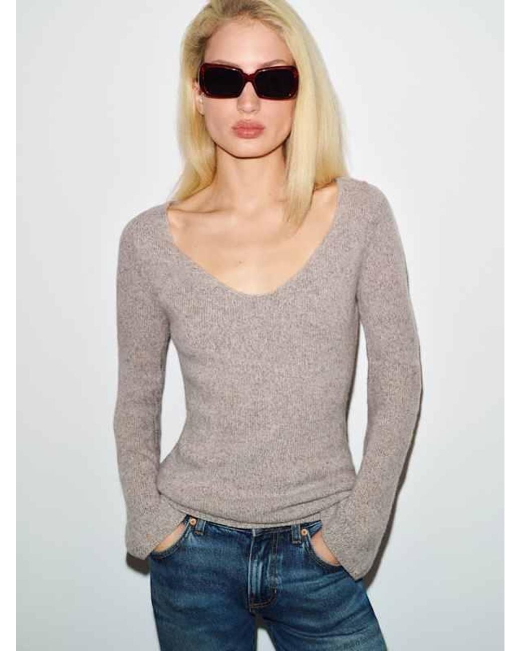 Reformation Nicoletta Regenerative Wool Scoop Neck Sweater in White | Lyst