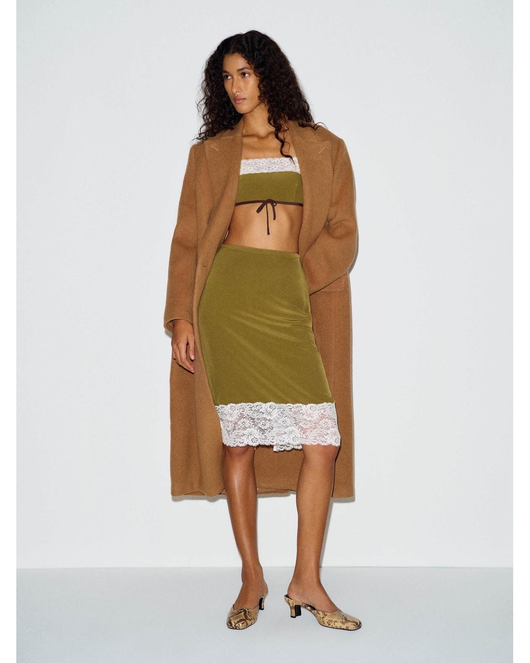 Reformation Green Carrie Set Tea Lace