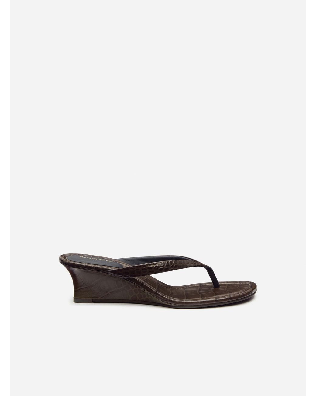 Reformation Multicolor Amelia Thong Wedge Sandal Croc-Effect 6