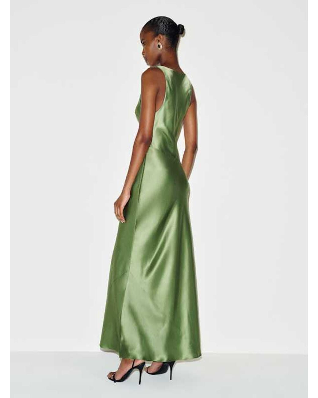 Reformation Green Justina Silk Dress Jade