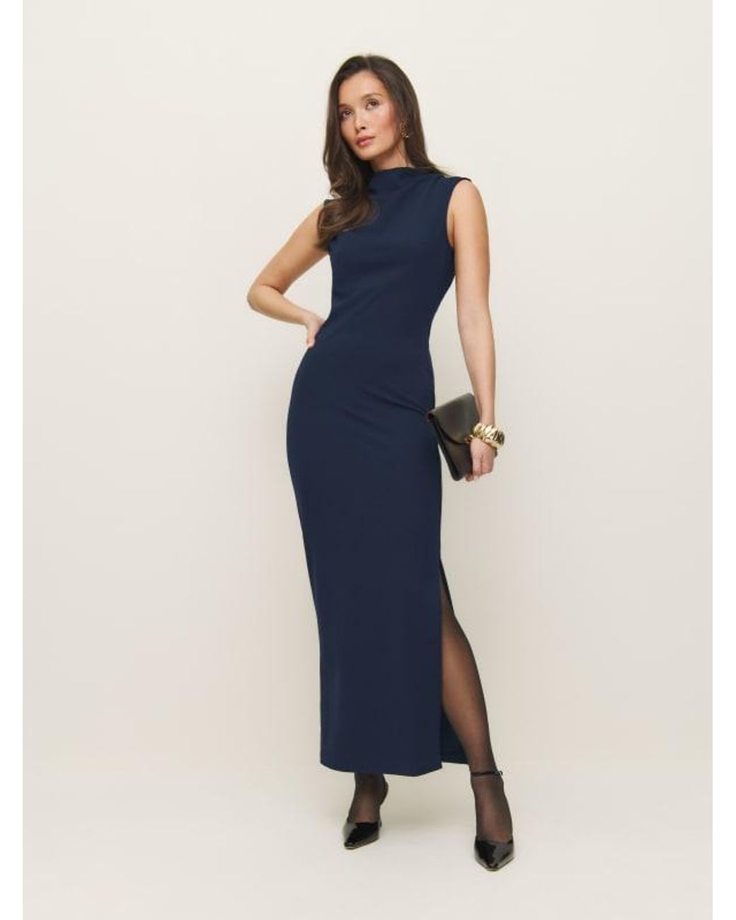 Reformation Beau Knit Dress in Blue | Lyst 