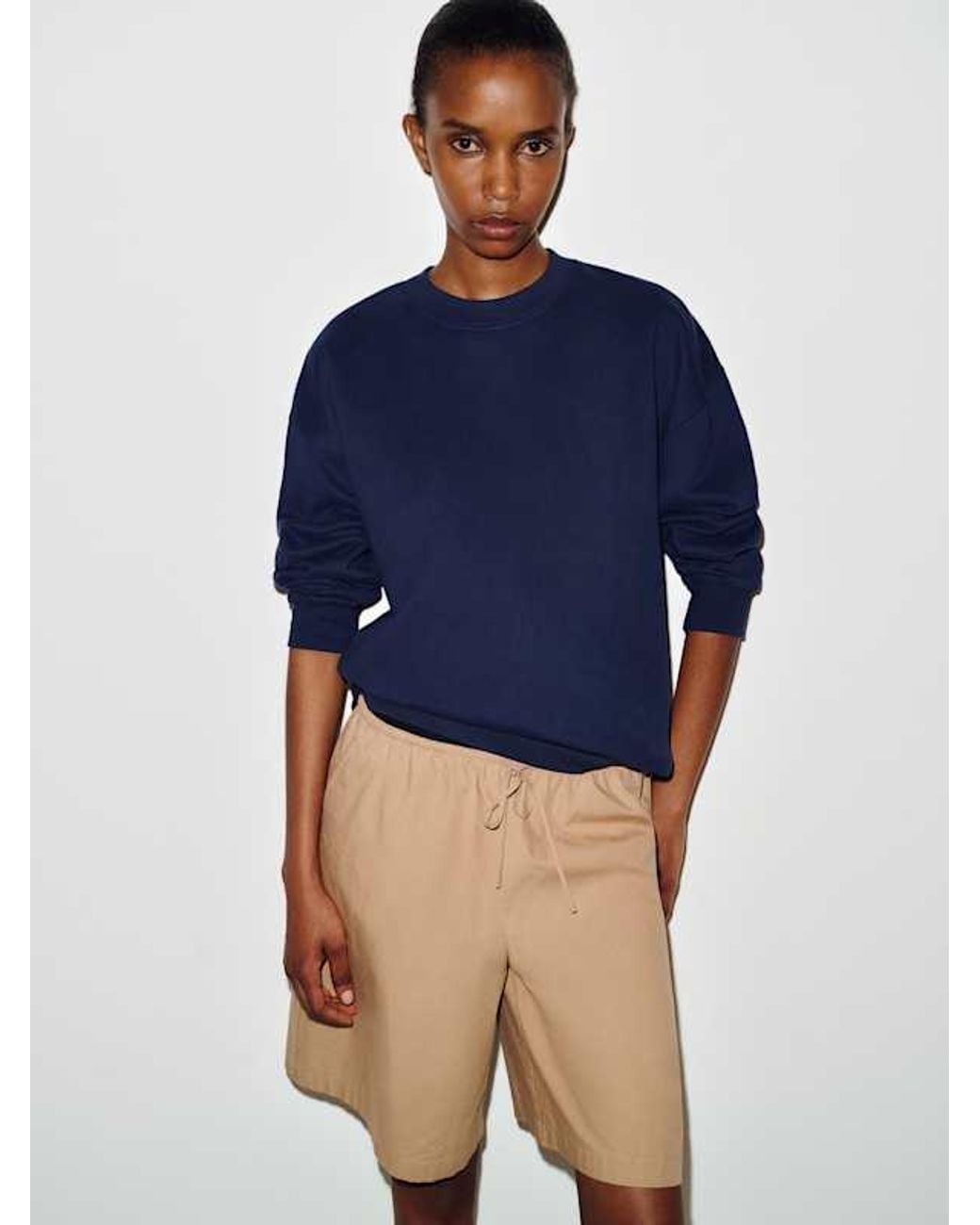 Reformation Blue Relaxed Crew Neck Sweatshirt