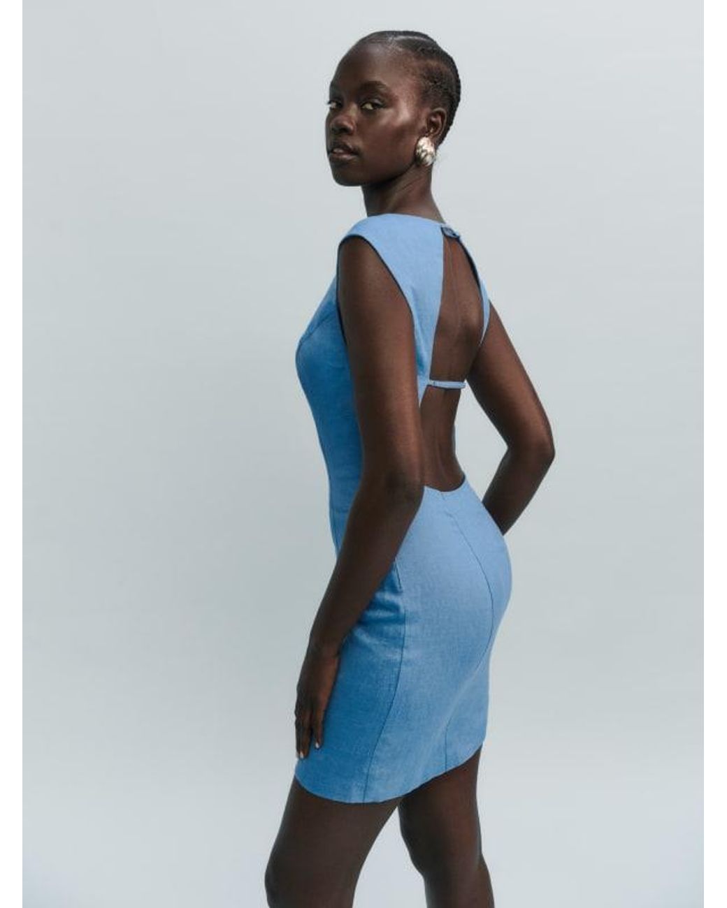 Reformation Avina Linen Dress in Blue | Lyst