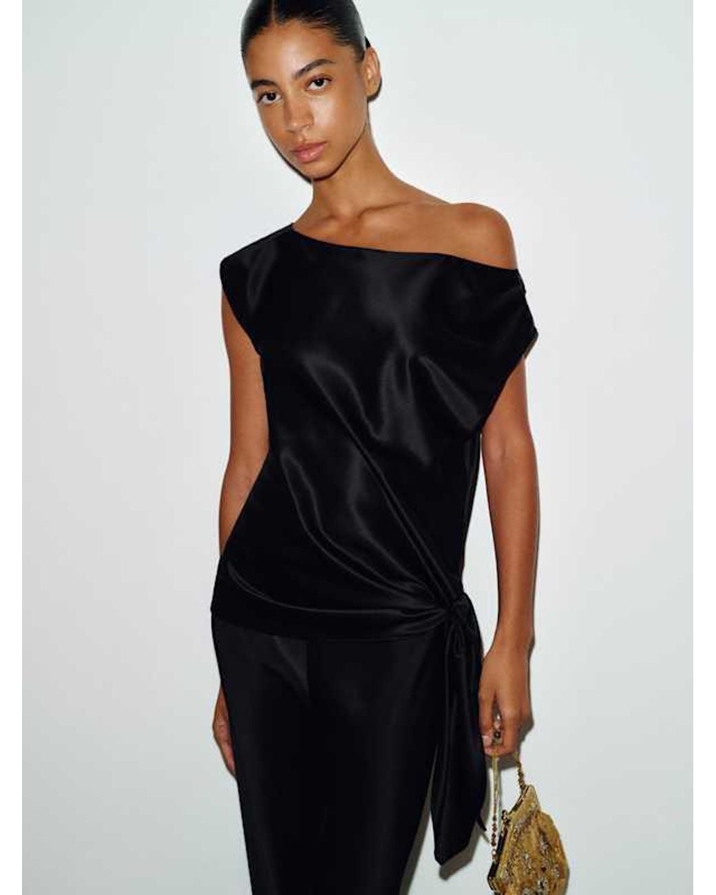 Reformation Black Sonnet Satin Two Piece