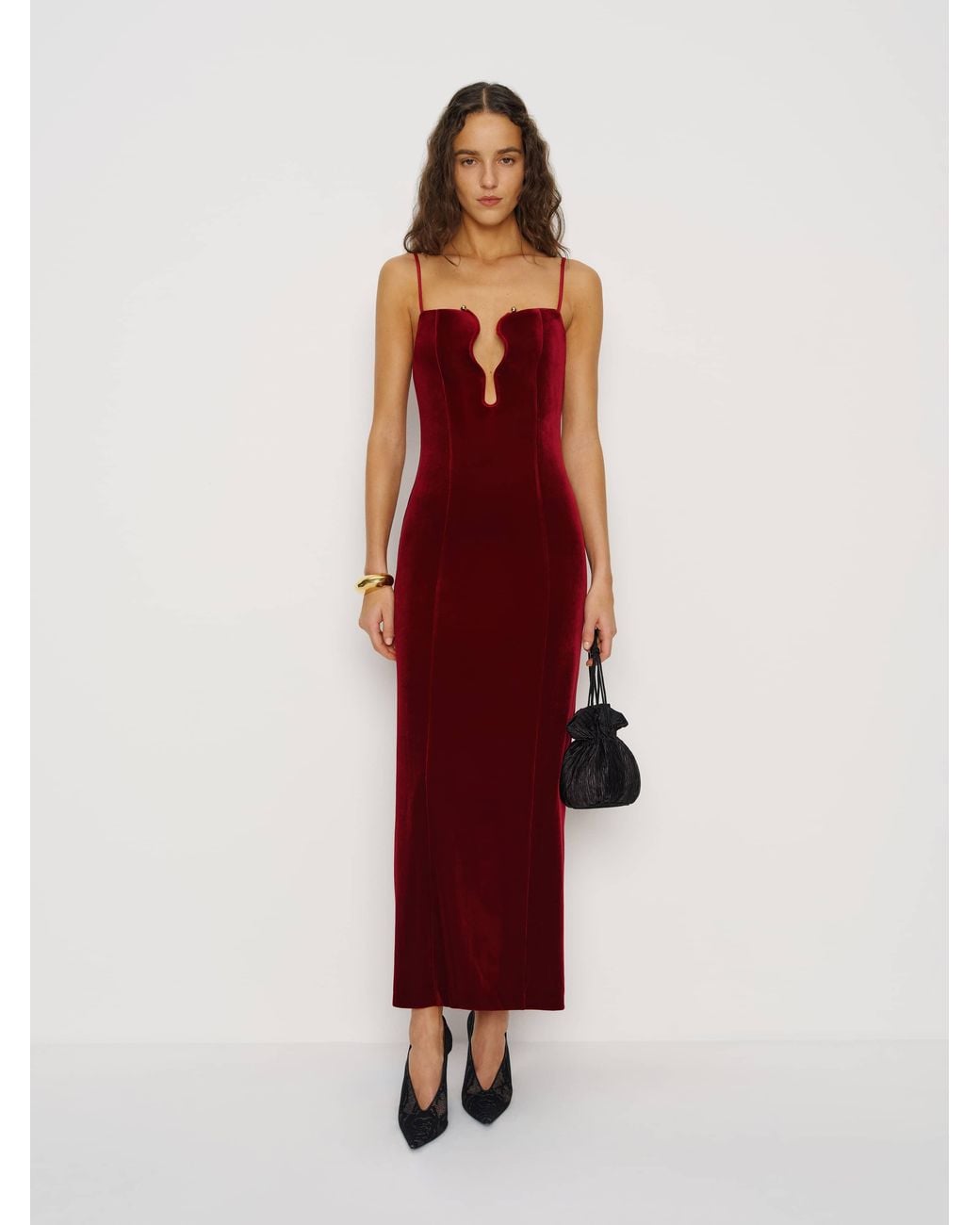 isa knit dress reformation Reformation Isa Knit Dress Velvet in Red