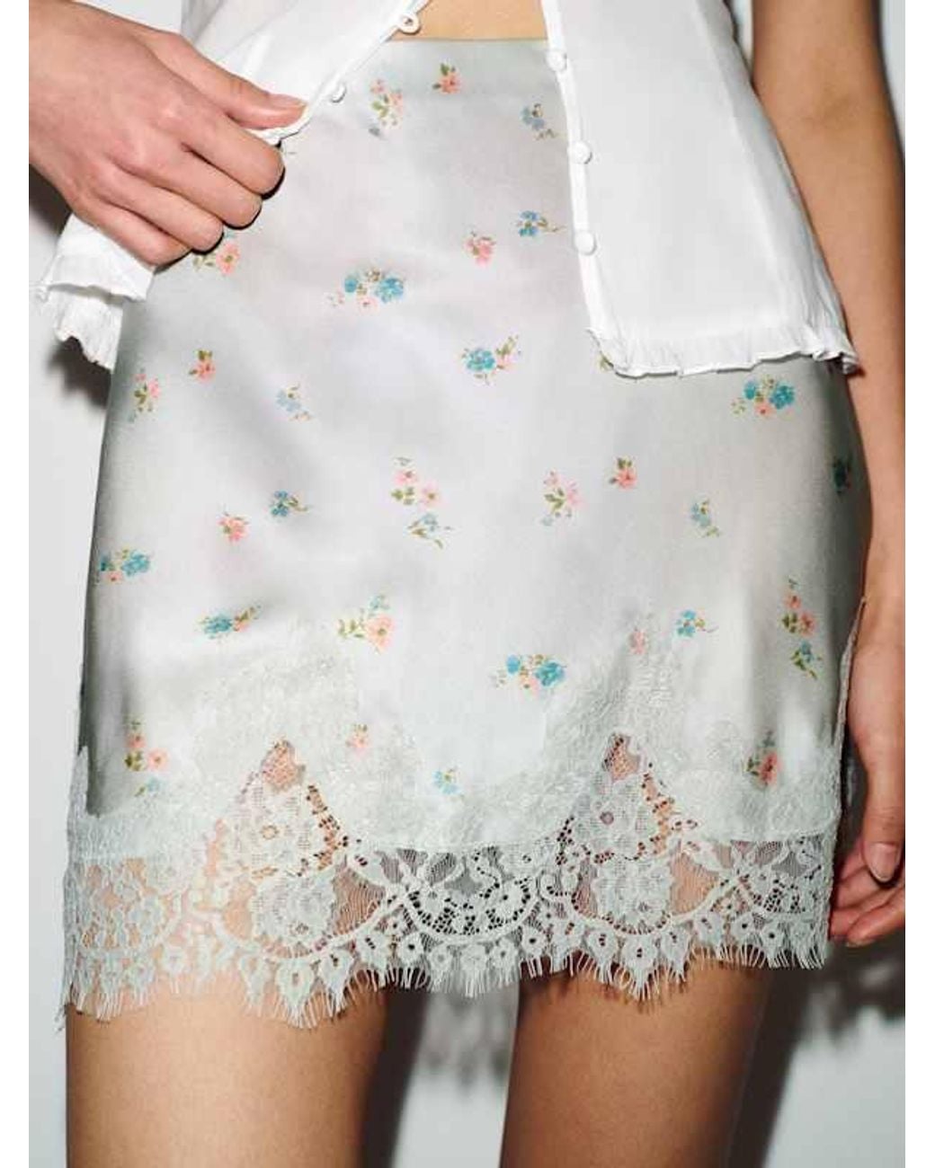 Reformation White Carolina Silk Mini Skirt