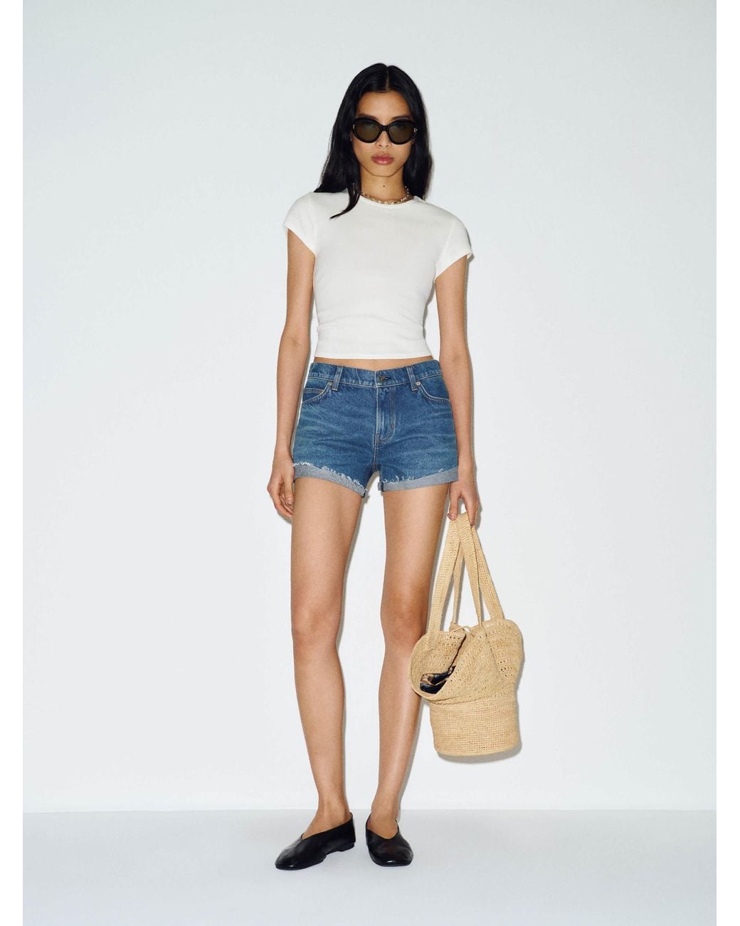 Reformation Blue Sutton Low Rise 2.5" Slouchy Jean Shorts