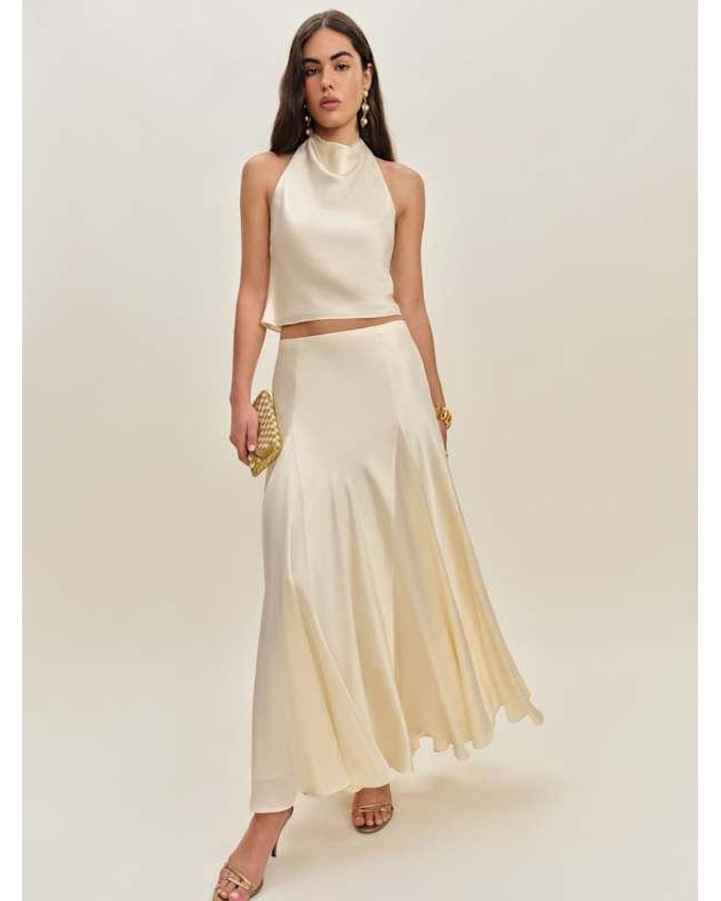 Reformation Brown Sera Silk Two Piece 0