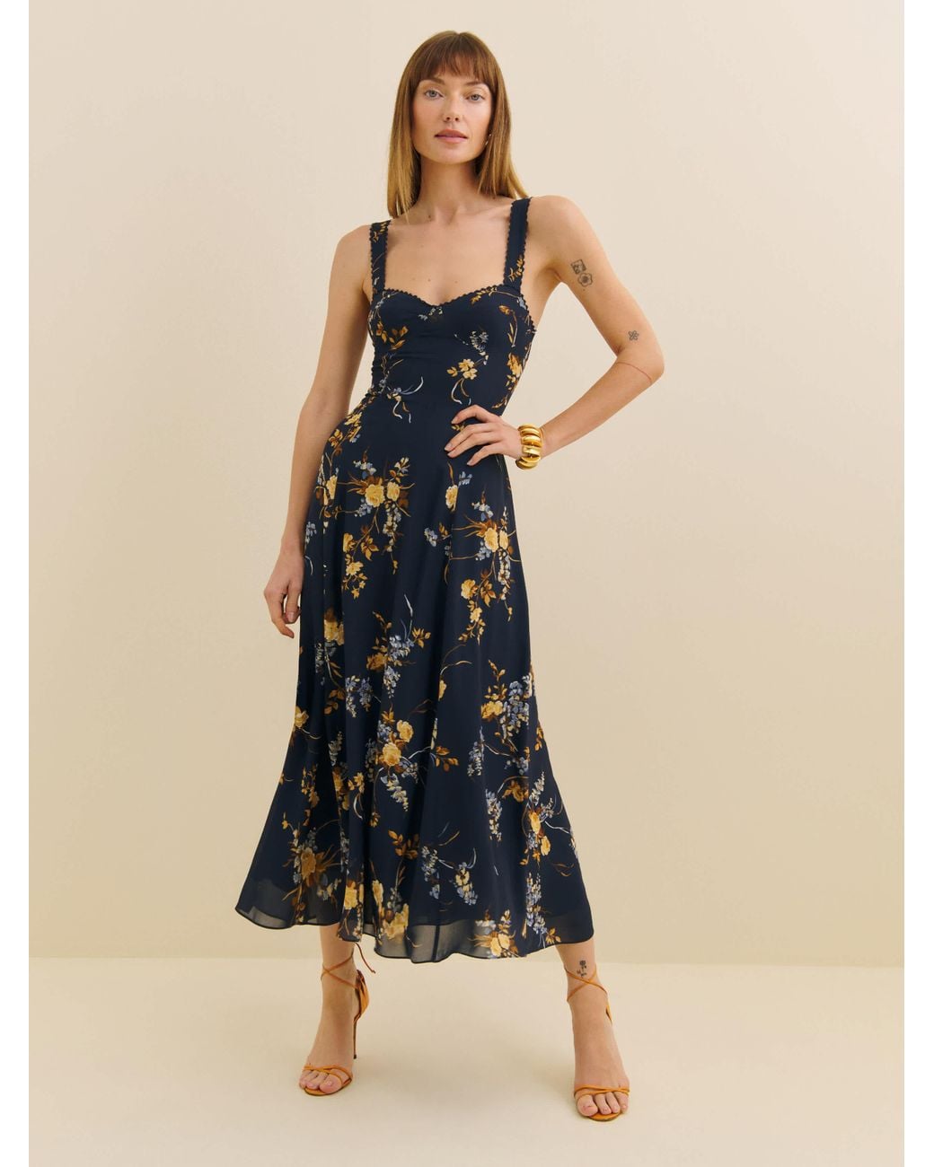 reformation nikita dress blue Reformation Nikita Dress in Leona Floral Blue