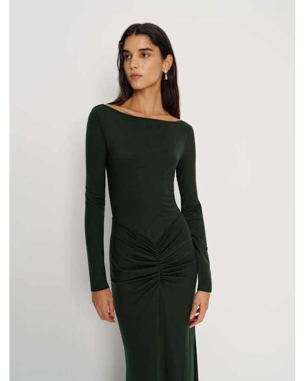slim fit dress slacks Reformation // Green Printed Midi Dress – VSP Consignment main image 1