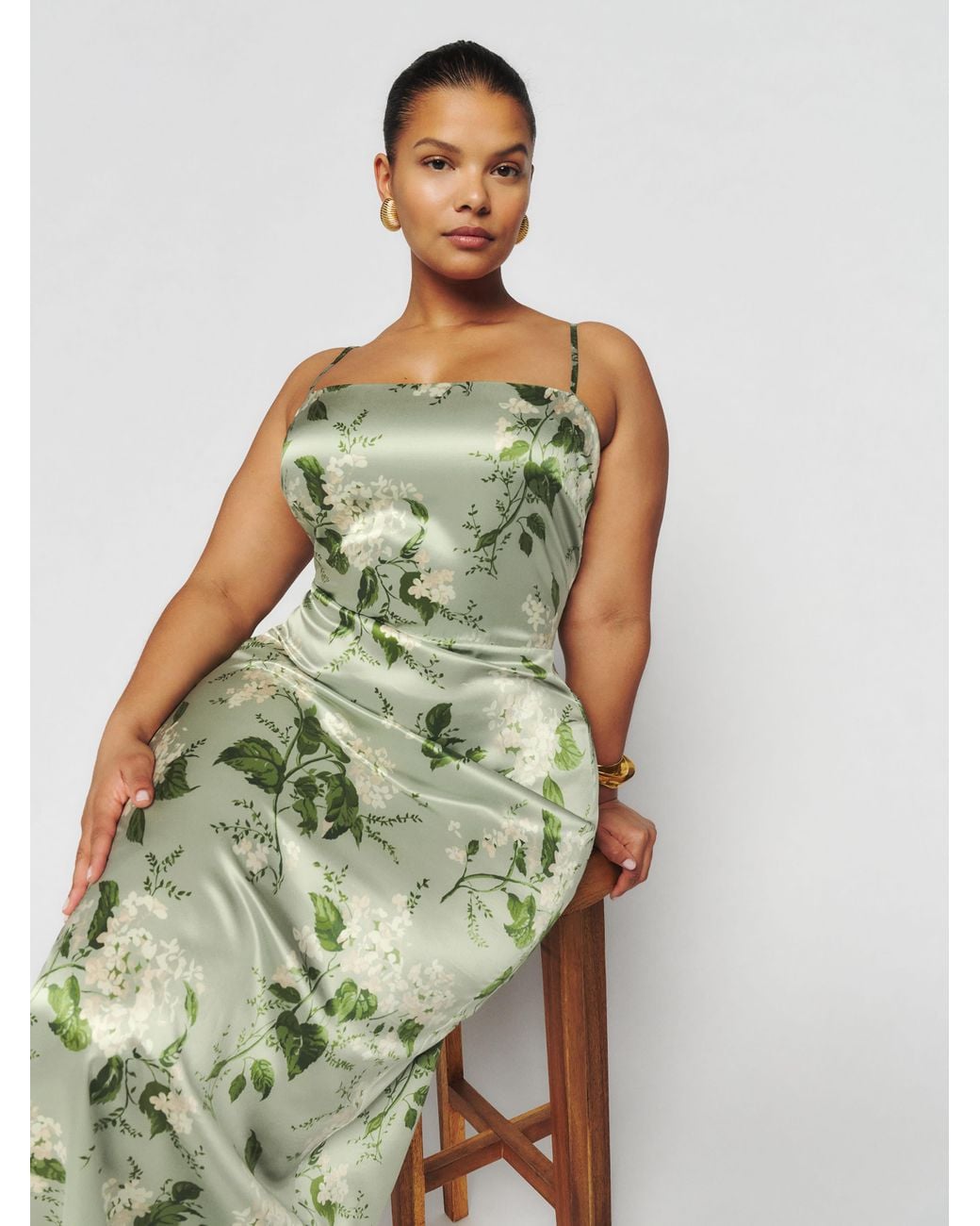 reformation frankie dress green SALONI London main image 0
