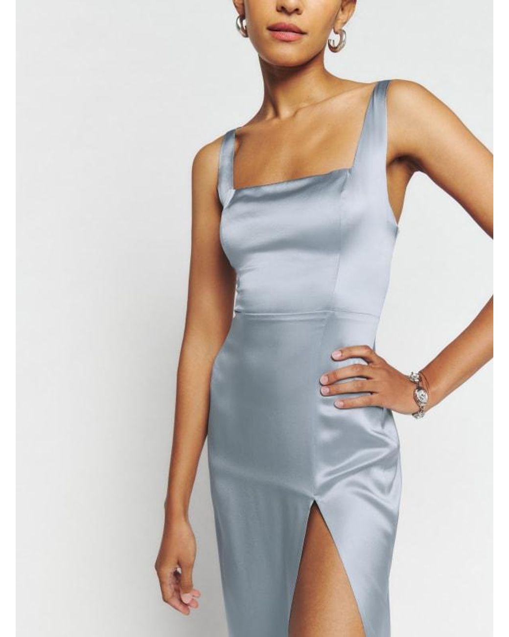 reformation solay silk dress Reformation Petites Solay Silk Dress Mineral 00P