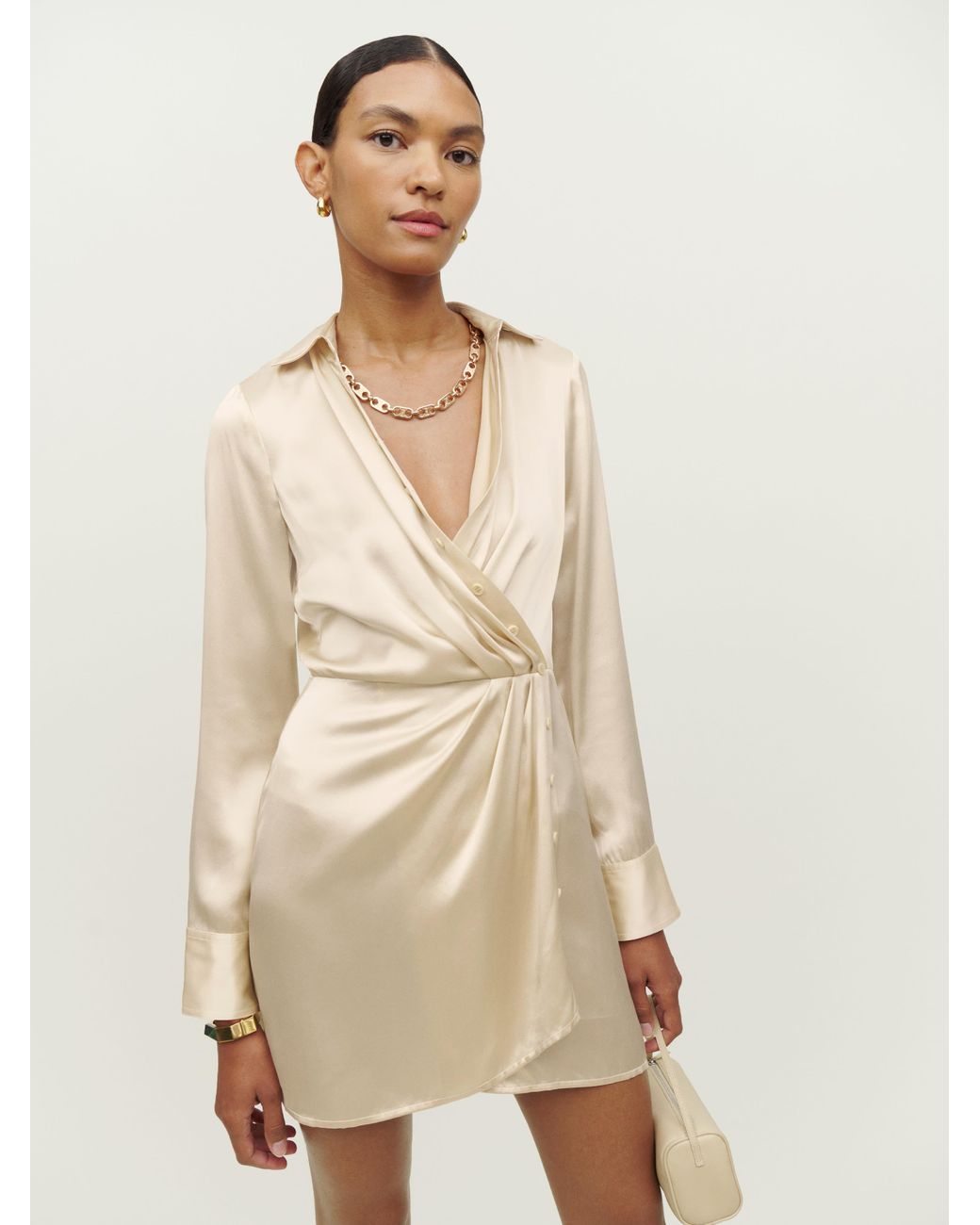 Reformation Alaine Silk Dress in White Lyst
