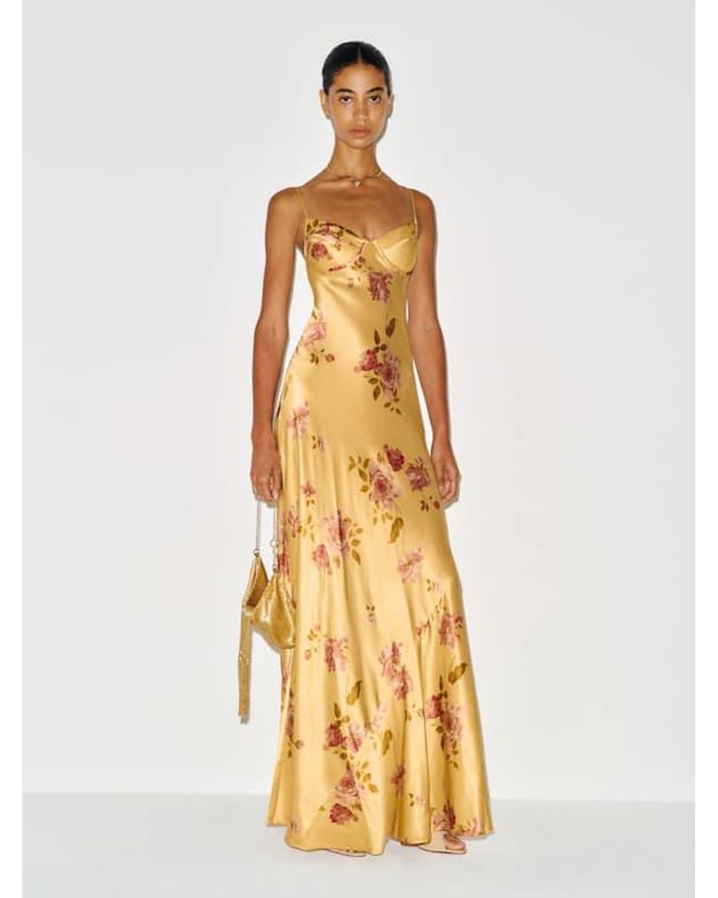 Reformation Metallic Neva Silk Dress 0