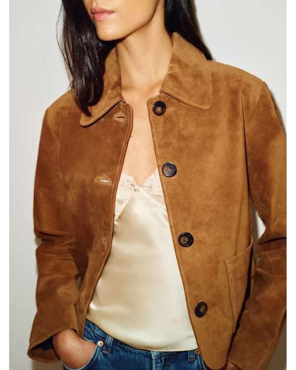 Reformation Blue Veda Eliana Suede Jacket