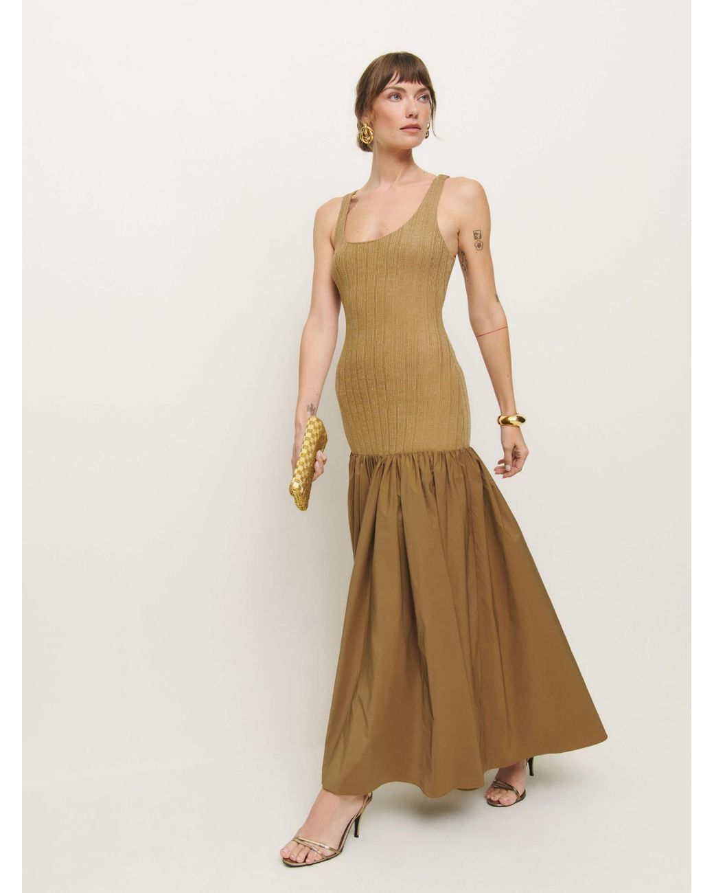 Reformation Kella Knit Dress in Brown | Lyst
