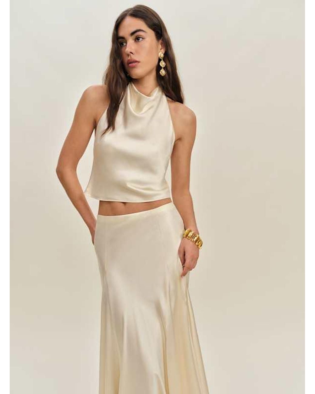Reformation Brown Sera Silk Two Piece 0
