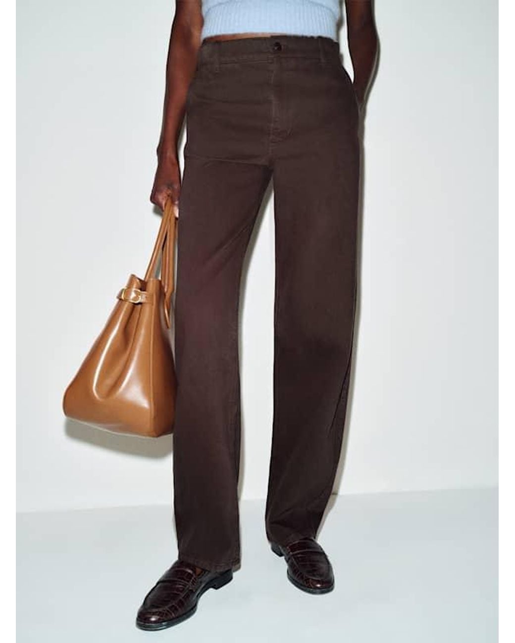 Reformation White Brian Mid Rise Arc Leg Twill Pants Deep