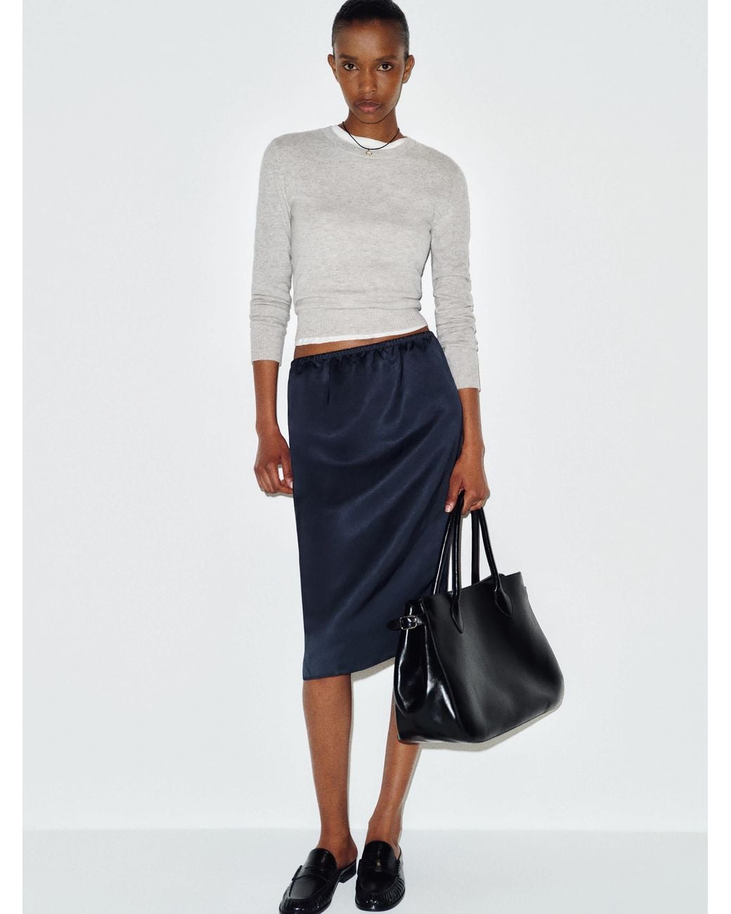 Reformation Black Francine Loafer Mule Crinkle Patent