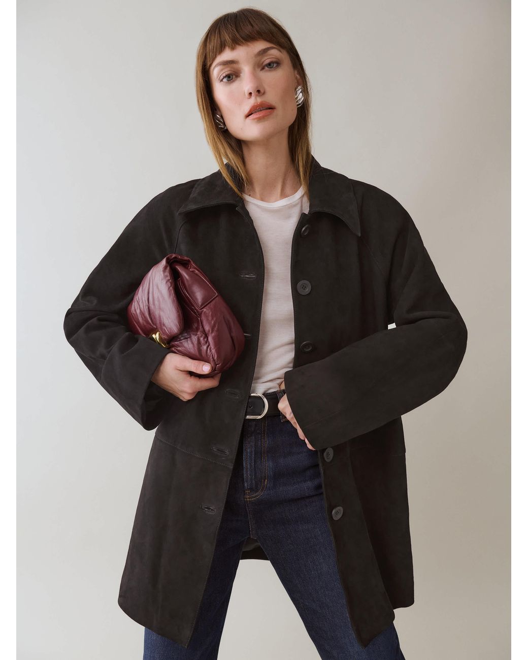 Reformation Black Veda Celine Jacket Suede Leather