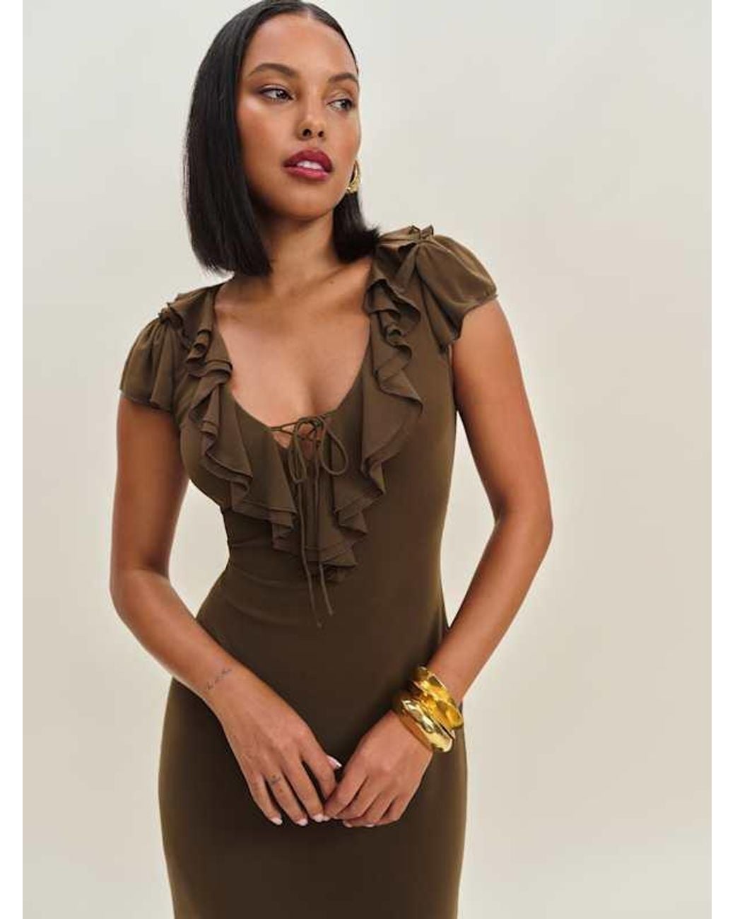 Reformation Arlo Knit Dress in Natural | Lyst Reformation Arlo Knit Dress in Natural | Lyst