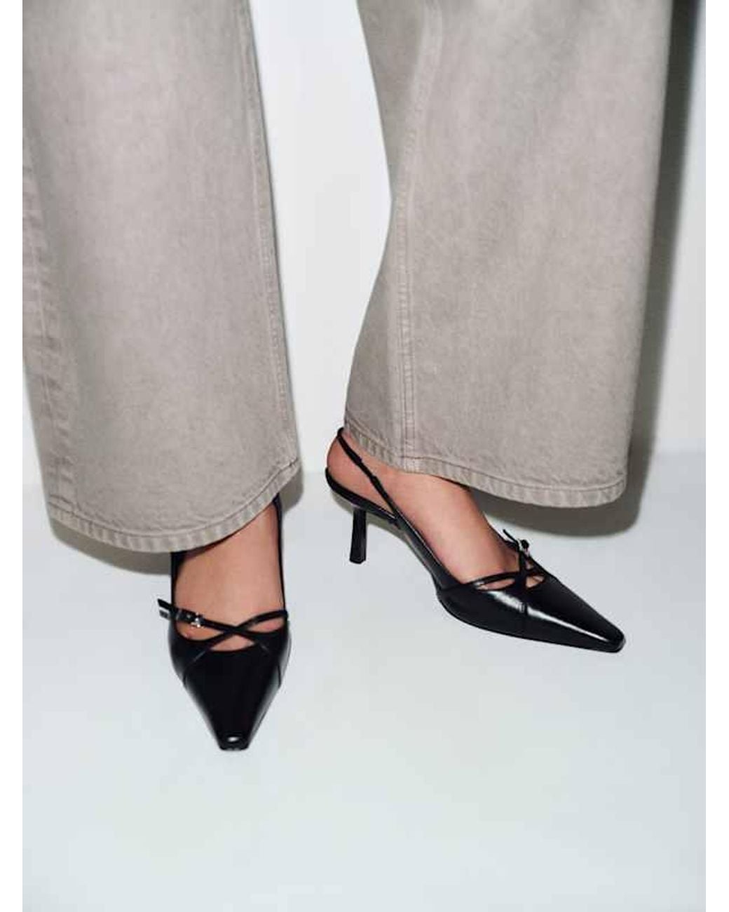 Reformation White Natalina Slingback Heel Leather