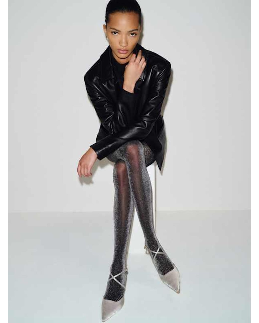 Reformation Blue Swedish Stockings Tora Shimmery Tights