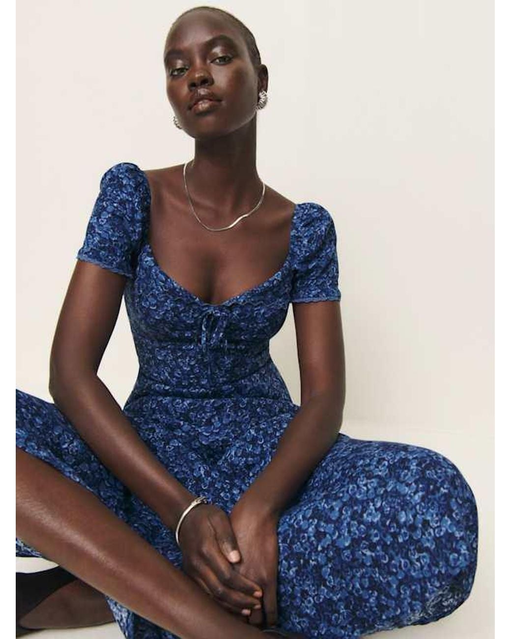 blue dress rose Rose Dress in Bohemia Spot Blue – Isalis main image 0