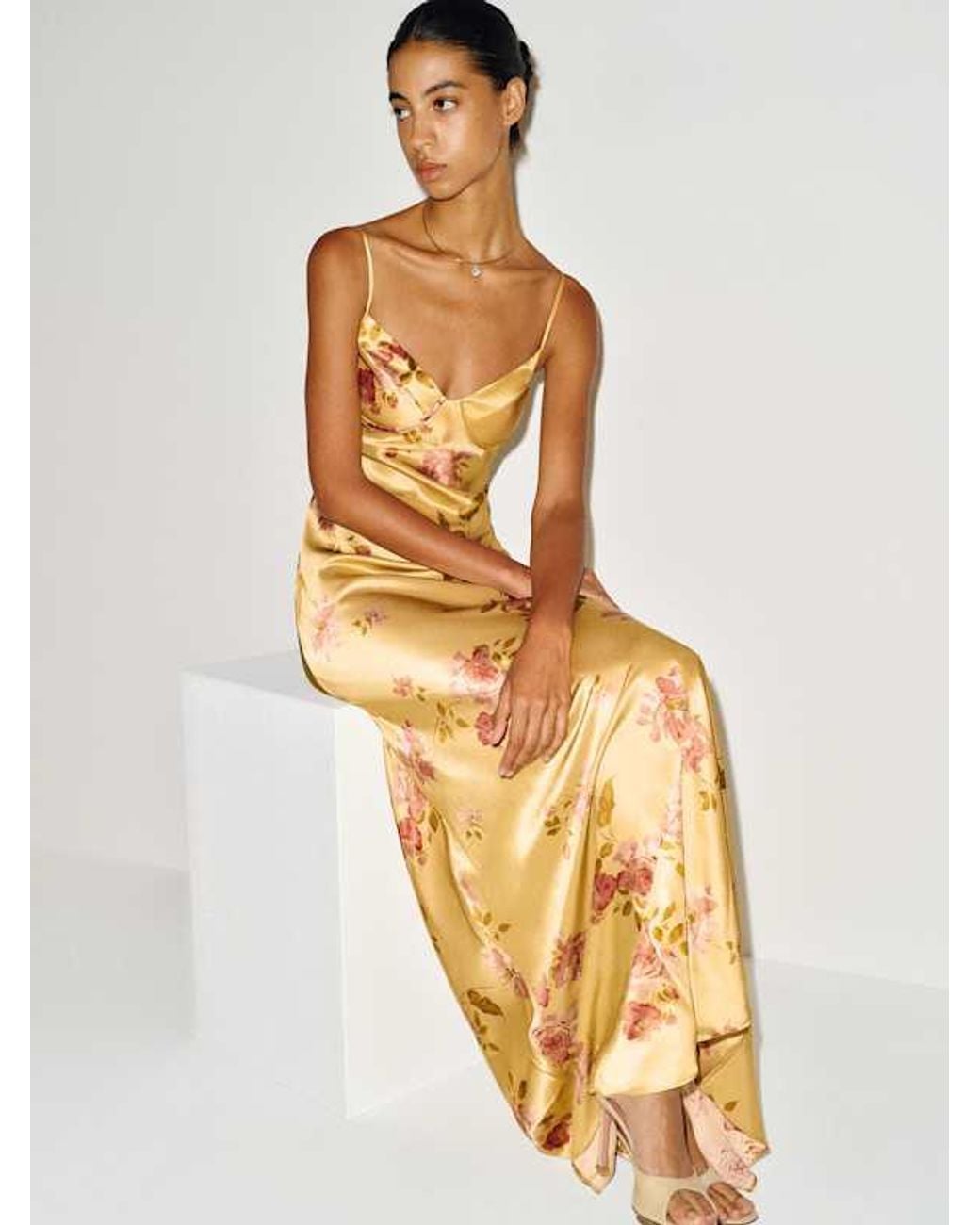 Reformation Metallic Neva Silk Dress 0