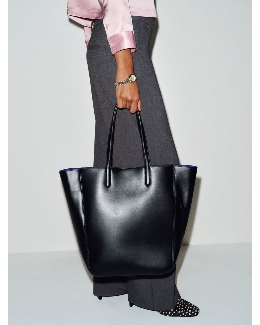 Reformation Black Paloma North South Tote Leather