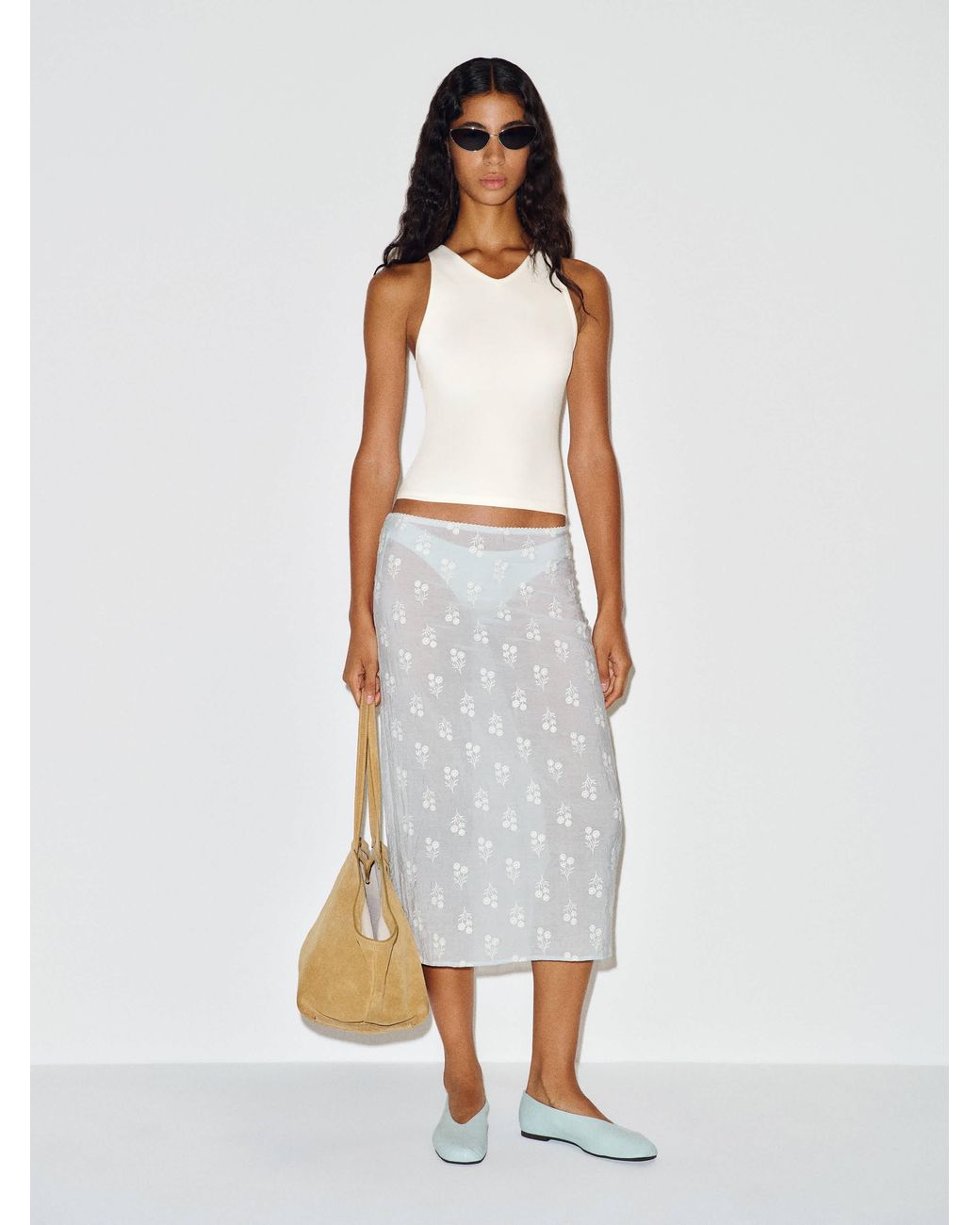 Reformation White Cherry Knit Top