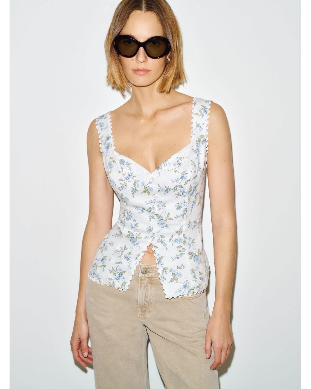 Reformation White Viola Linen Top 0