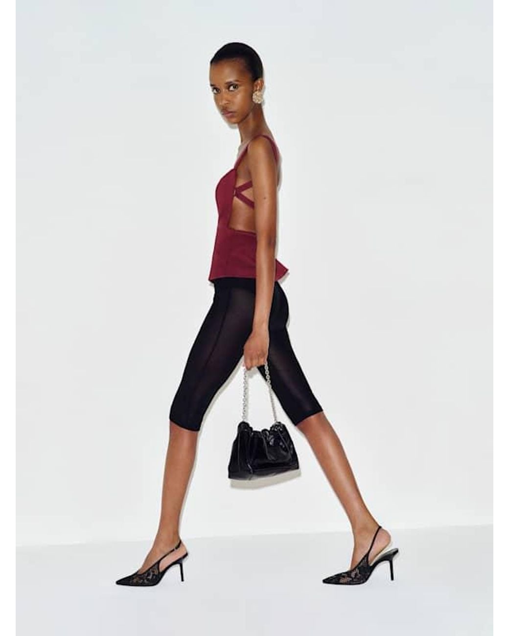 Reformation White Pillar Slingback Heel Floral Crochet