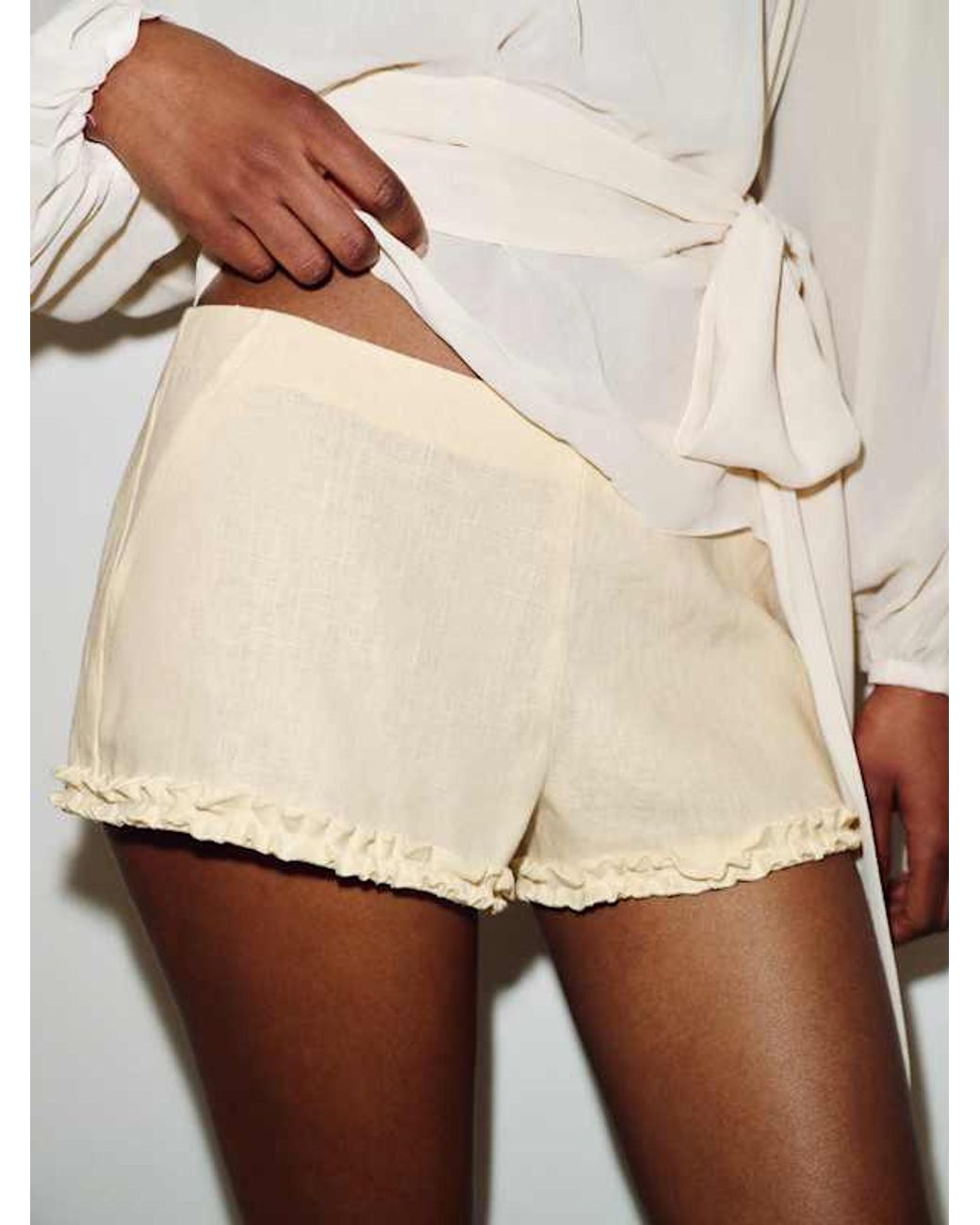 Reformation White June Low Rise Linen Short 4