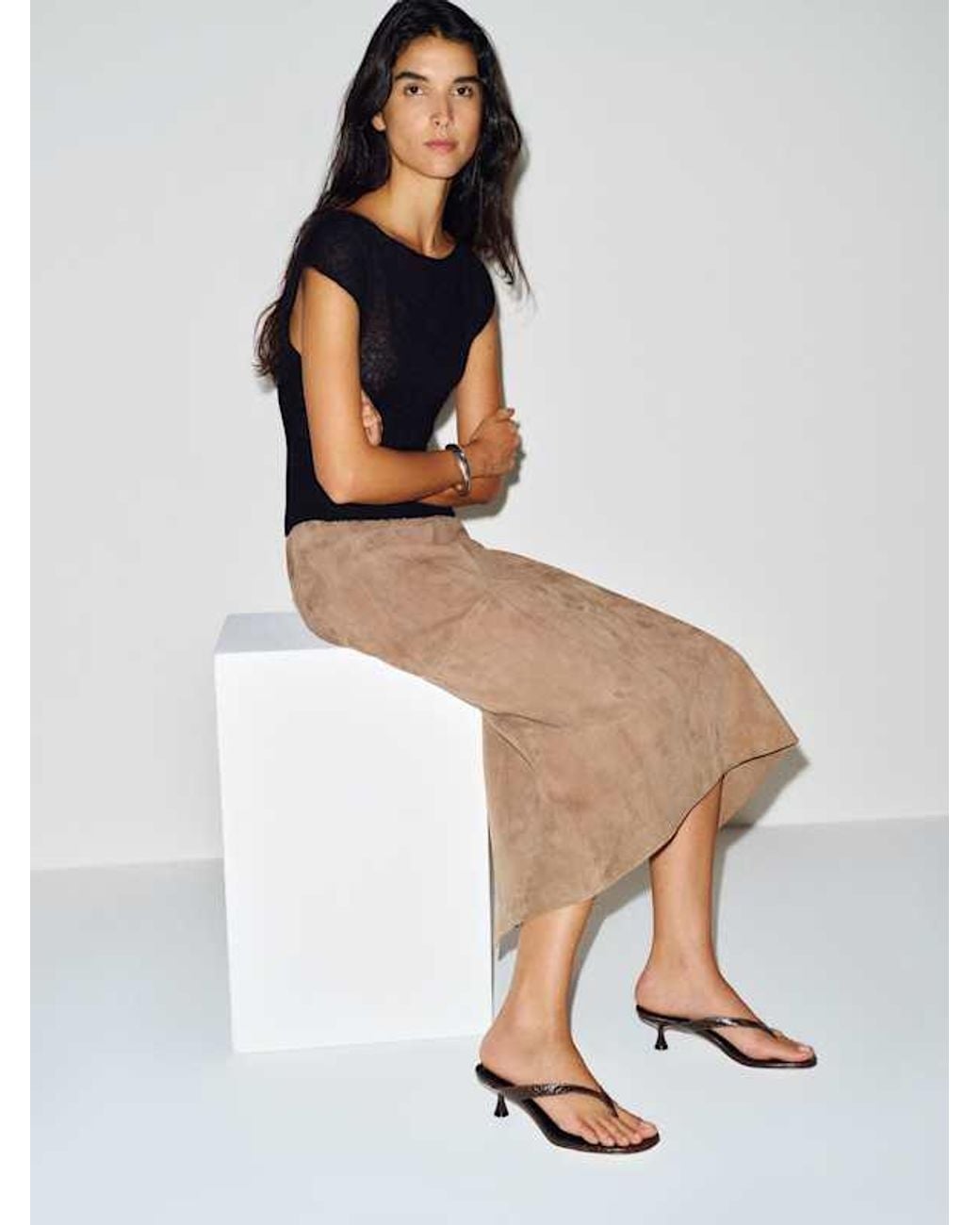 Reformation Natural Sophie Heeled Sandal Croc-Effect 5
