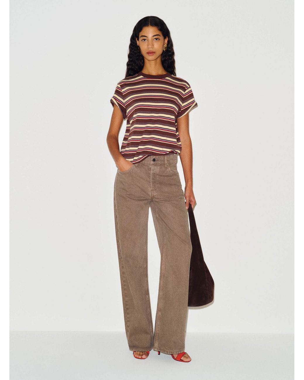Reformation White Clyde Low Rise Baggy Jean Denim