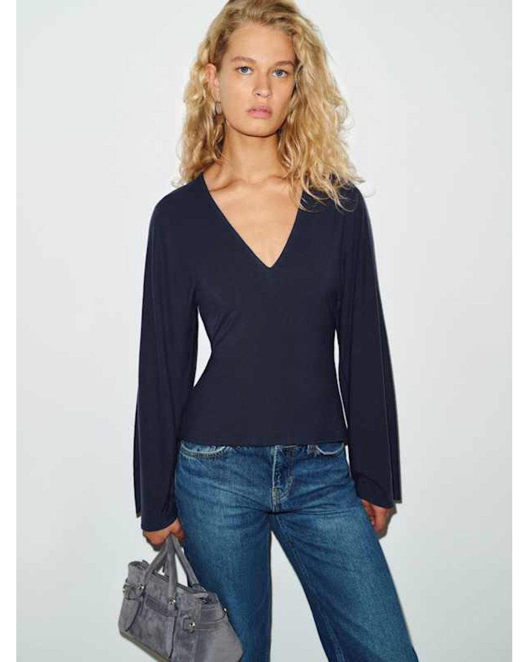 Reformation Blue Hadley Knit Top