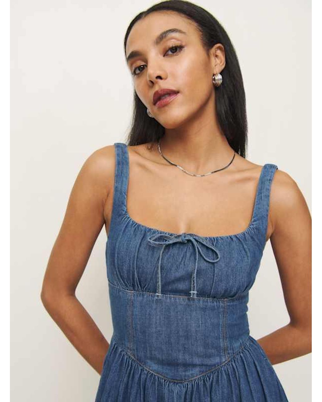 Reformation Balia Denim Midi Dress 0