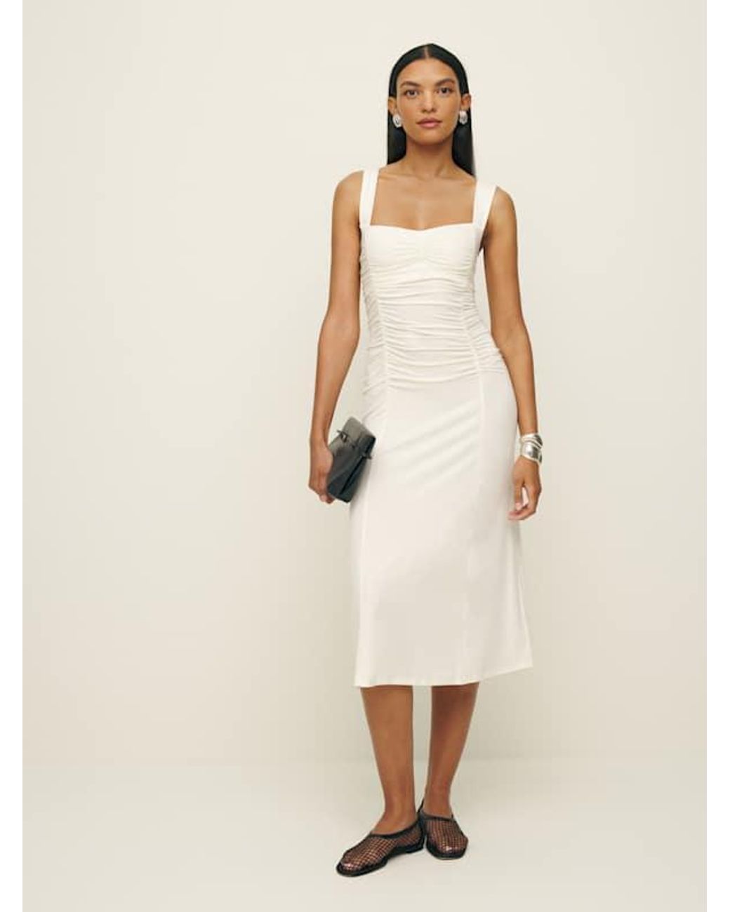 reformation suvi sweetheart knit midi dress Reformation Suvi Sweetheart Knit Midi Dress - Mole