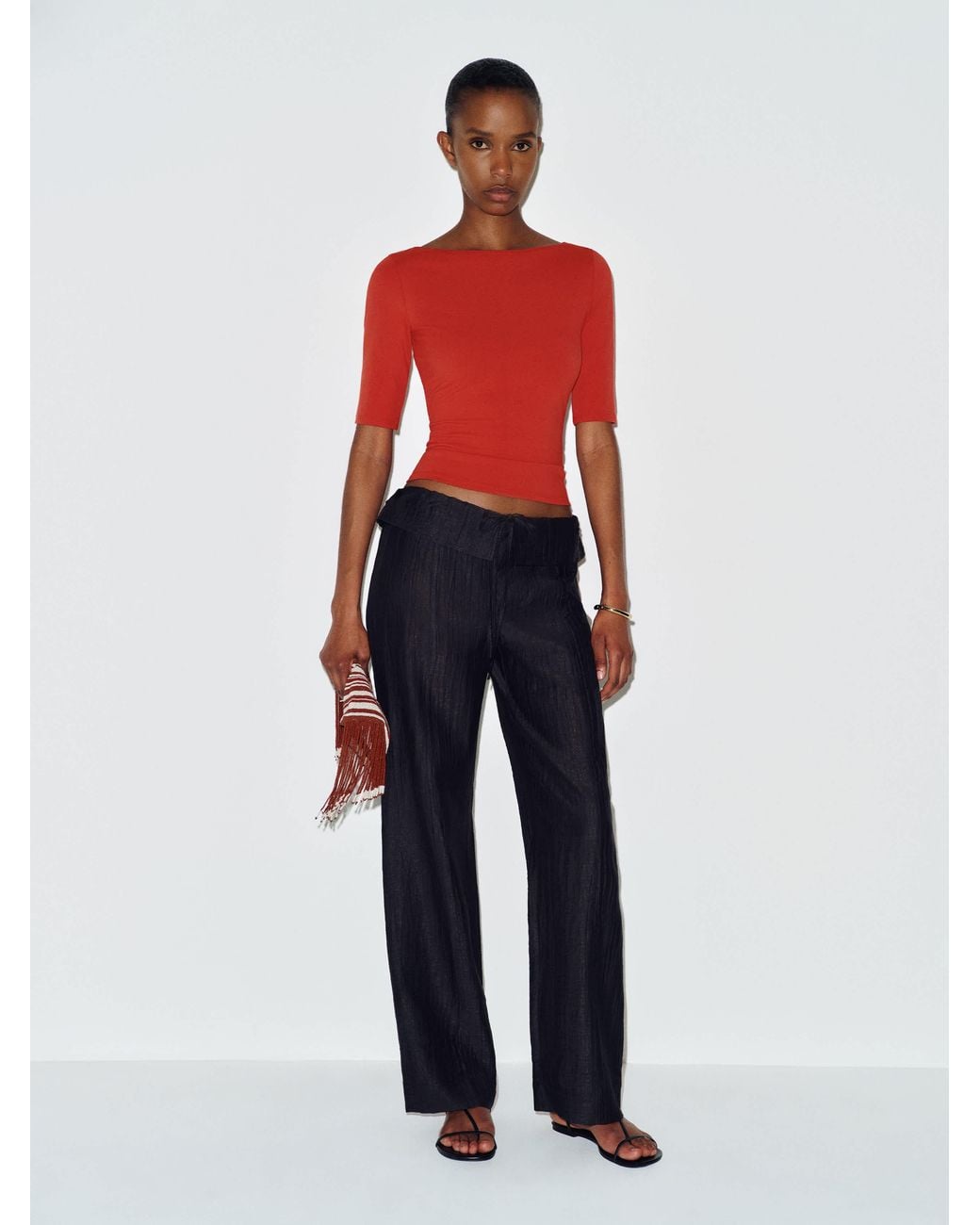 Reformation Red Santino Knit Top