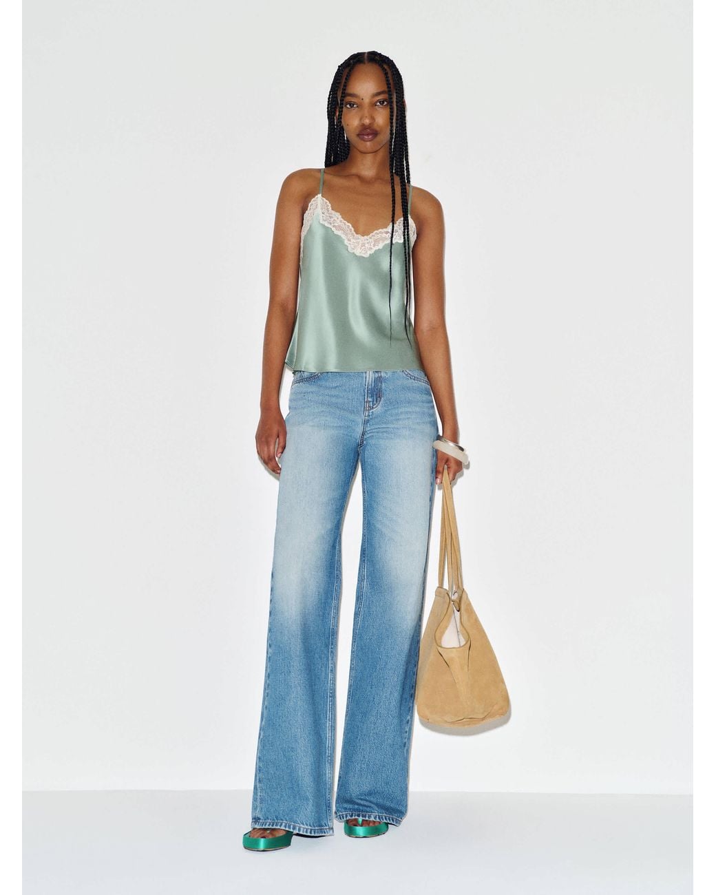 Reformation Blue Teddy Silk Top