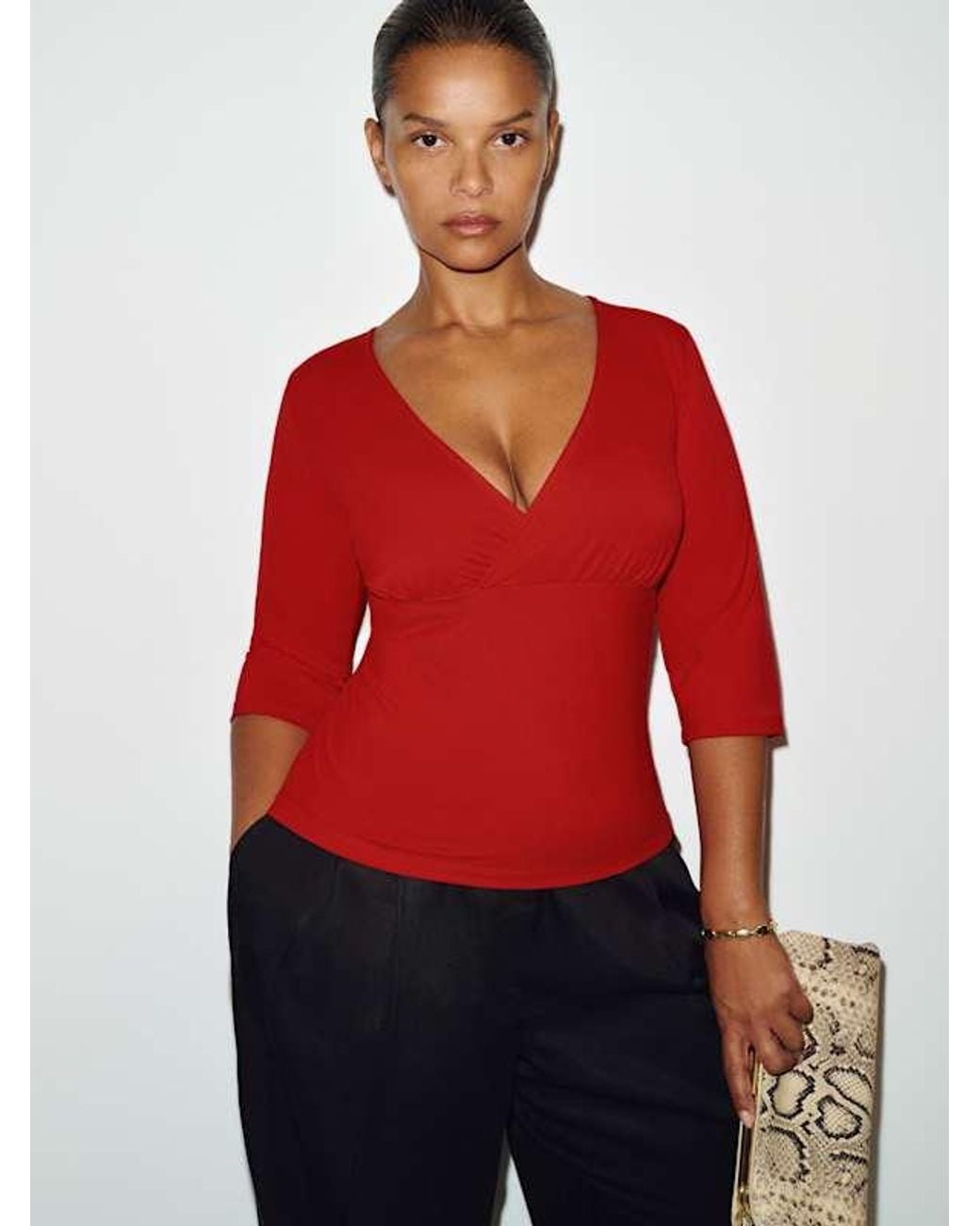 Reformation Red Aylani Knit Top Es