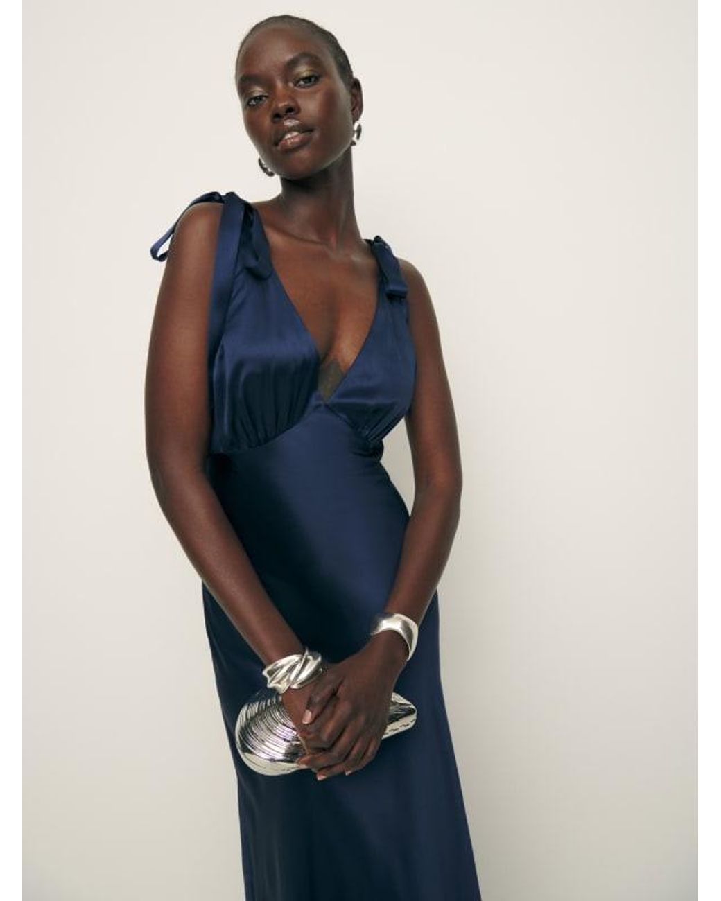 Reformation Pernille Silk Dress in Blue Lyst