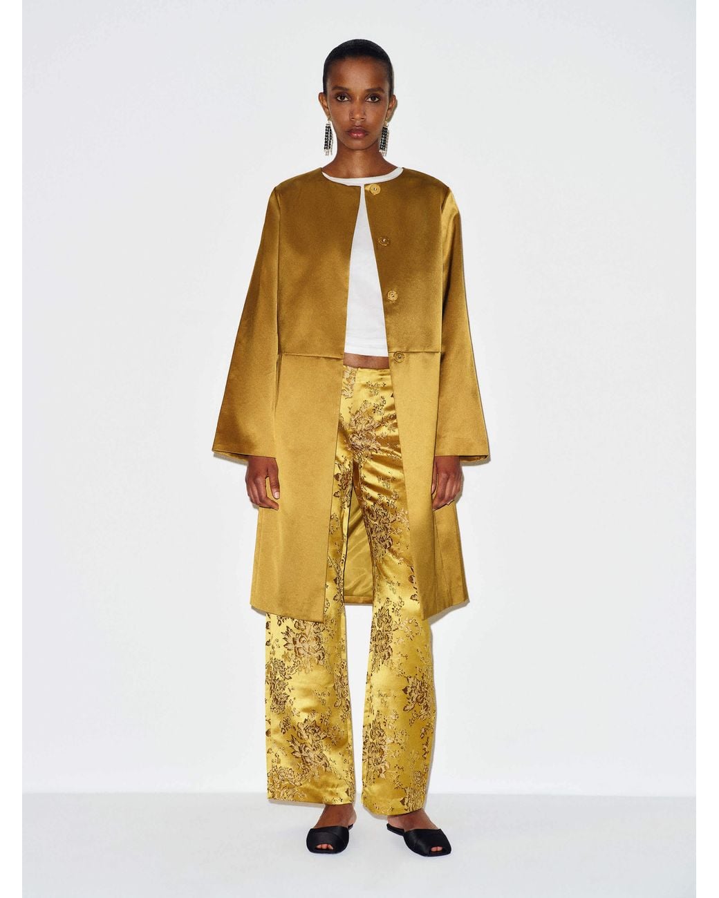 Reformation White Stella Satin Coat