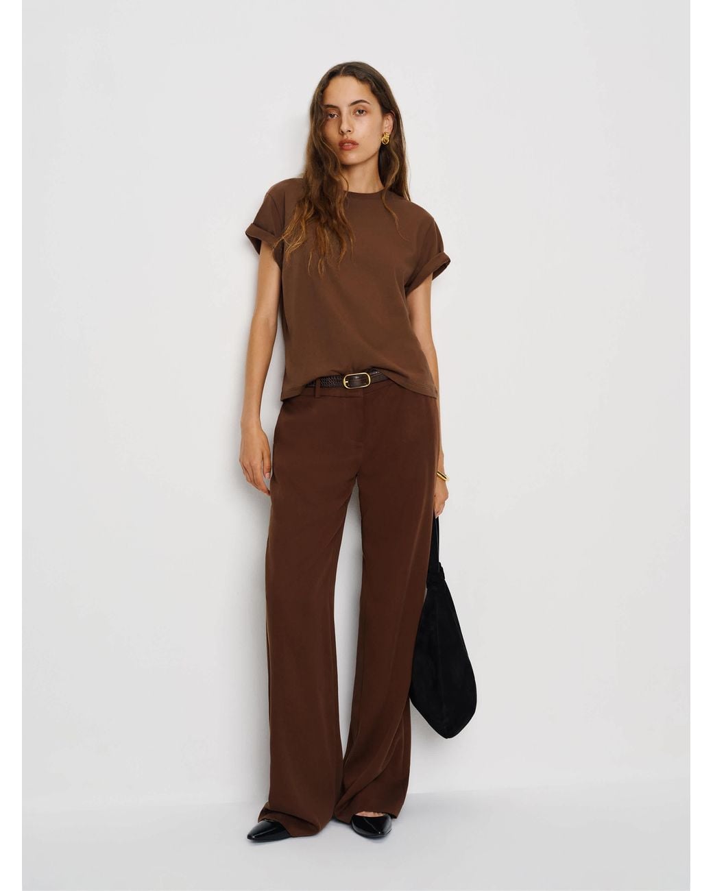 Reformation Brown Rowan Crew T-Shirt