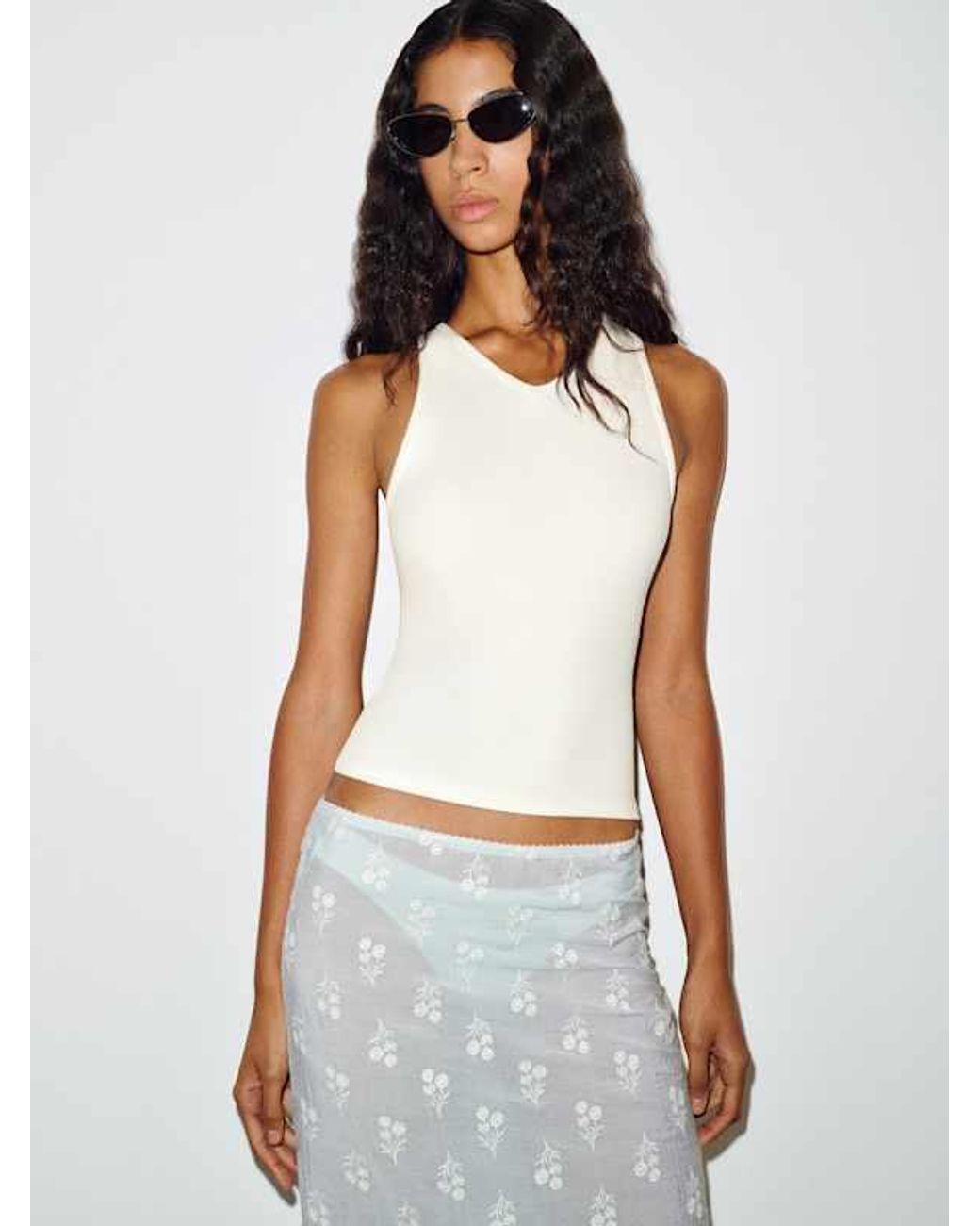 Reformation White Cherry Knit Top