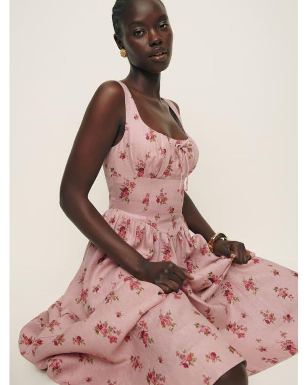 Reformation Balia Linen Dress in Pink | Lyst